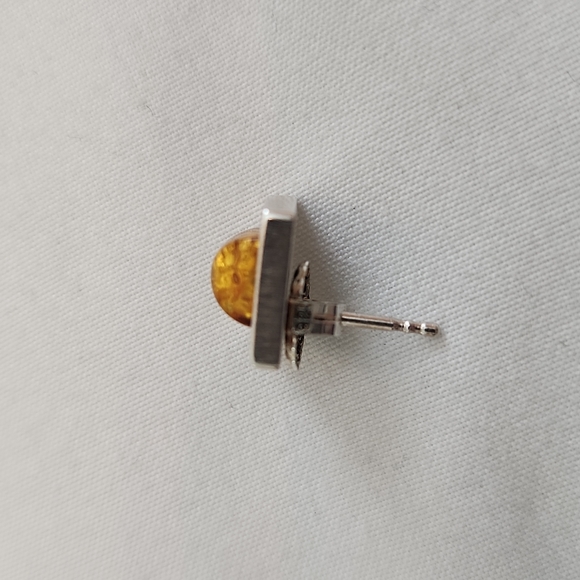 Sterling Amber Pendant & Earrings 18" - Picture 6 of 9